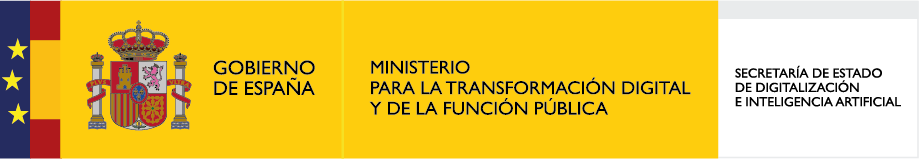 Texto informativo del Ministerio para la Transformación de la Función Pública sobre sus objetivos y programas. Fondo amarillo con texto en negro.